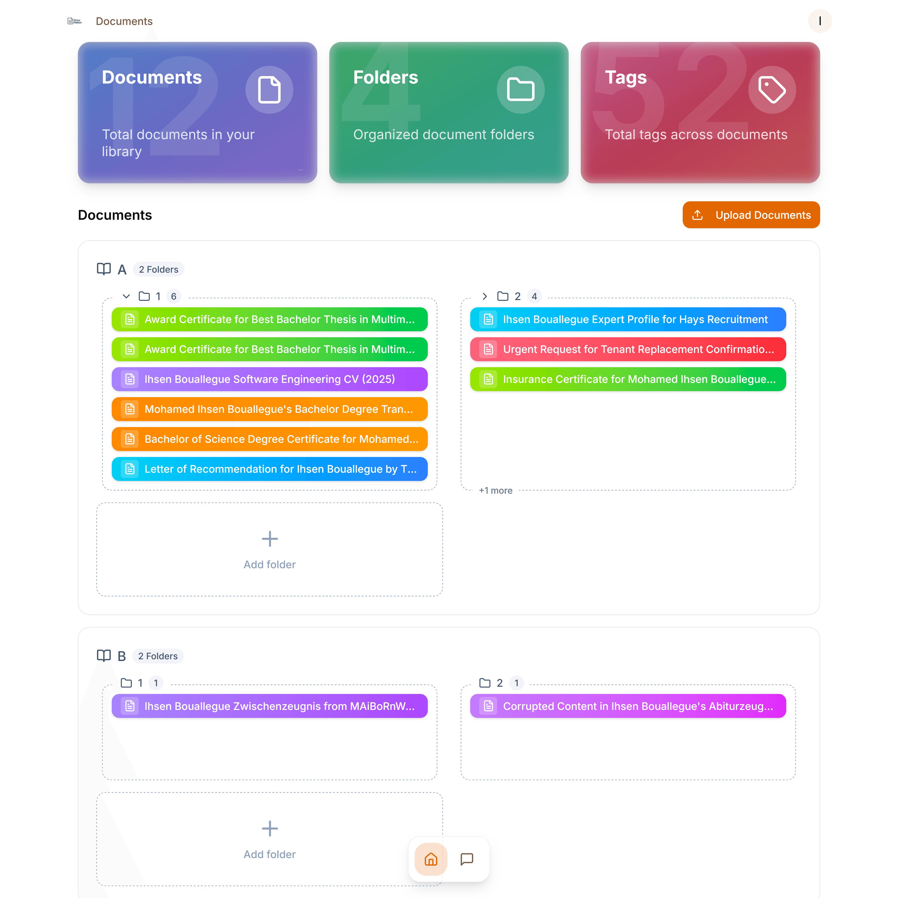 Document management interface