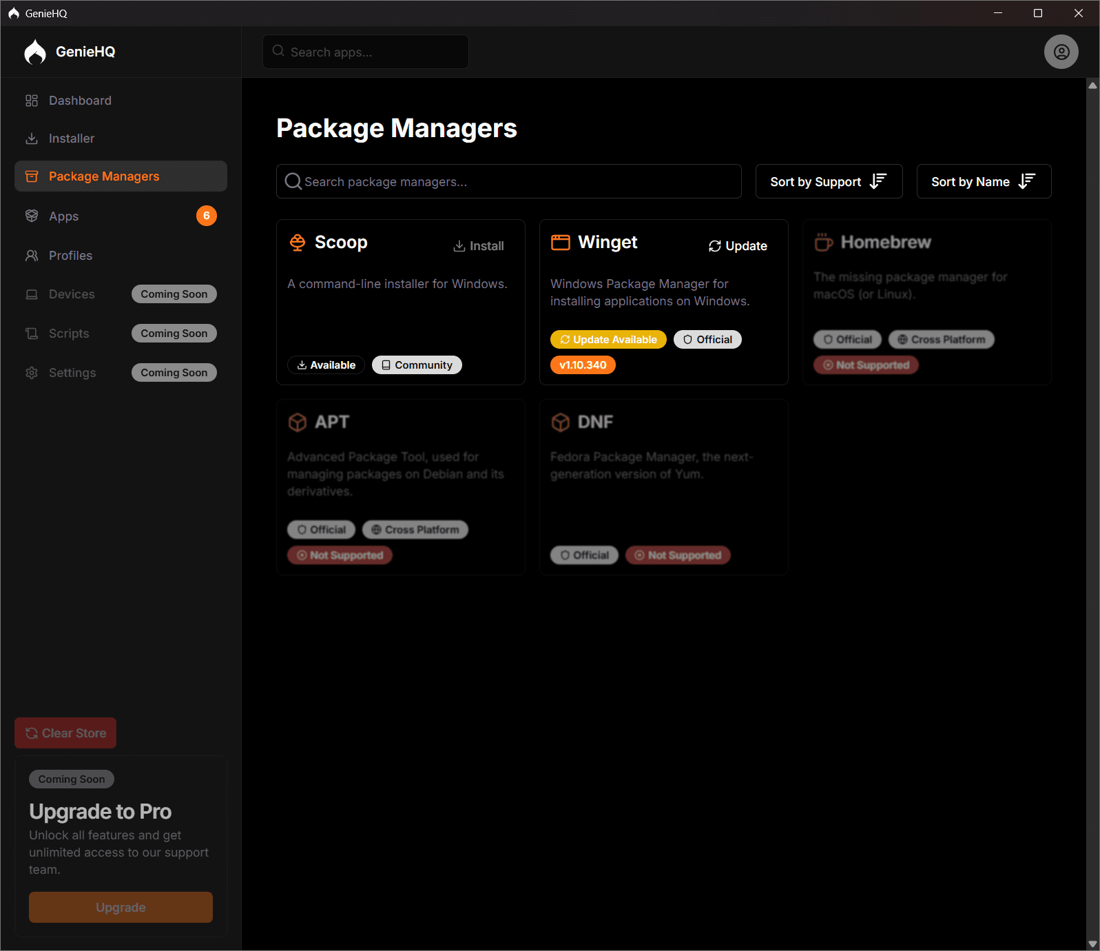 Application installation view