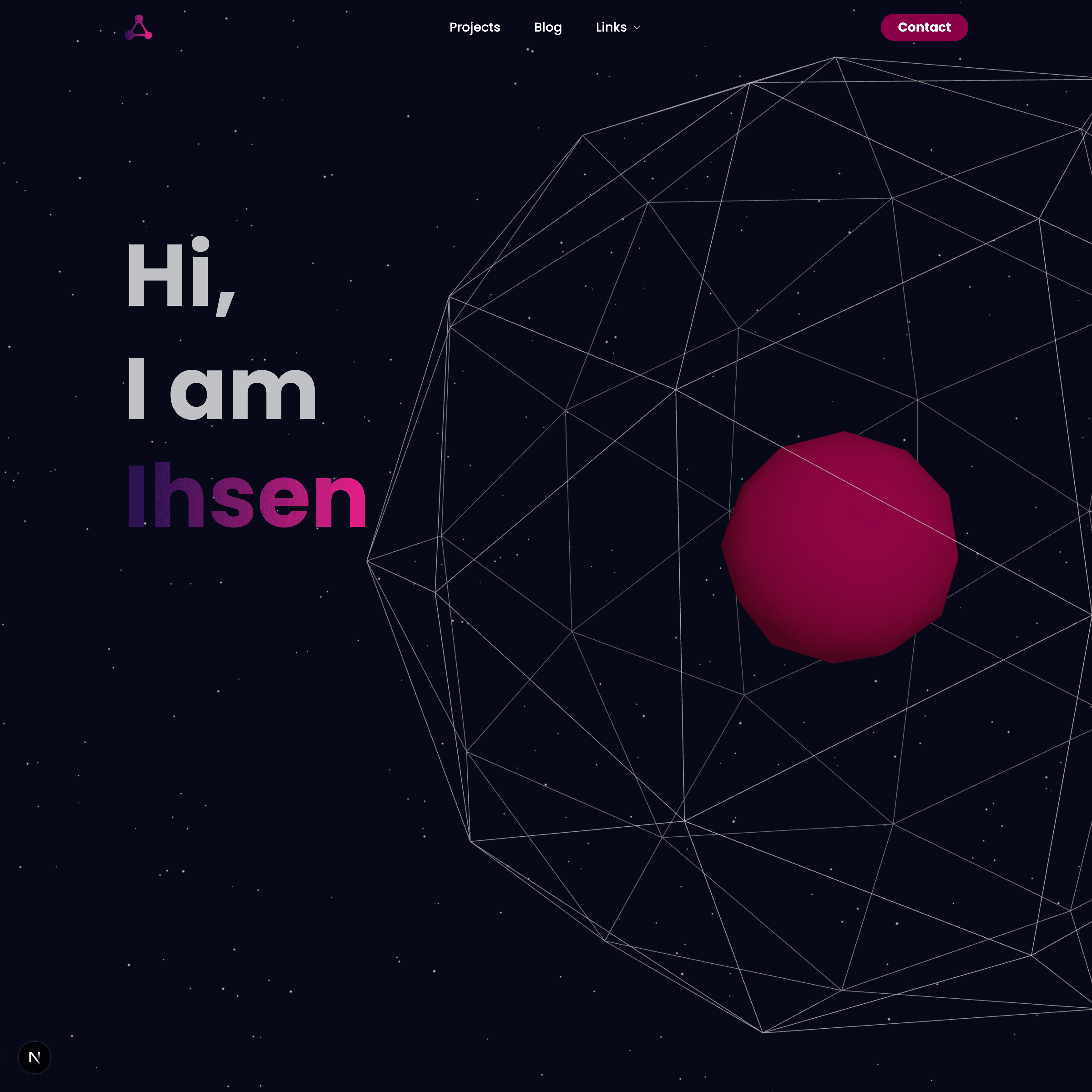 Portfolio website homepage